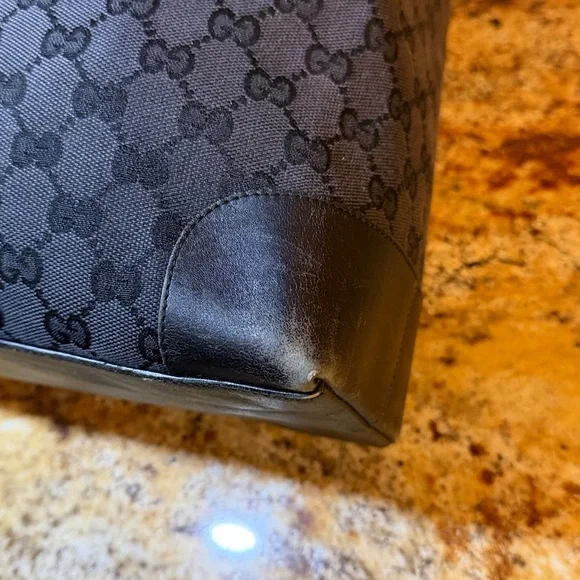 GUCCI GG Pattern Hand Tote Bag Leather canvas Black - Picture 7 of 15